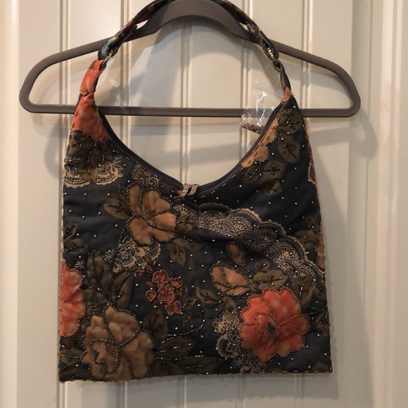 NWT Artisan hand beaded handbag with two interchangeable snap handles - Picture 2 of 5